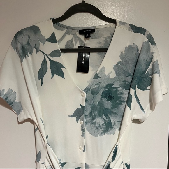 Alfani Mothers Day Button Up Front Tie Midi Dress Size M - Picture 7 of 13